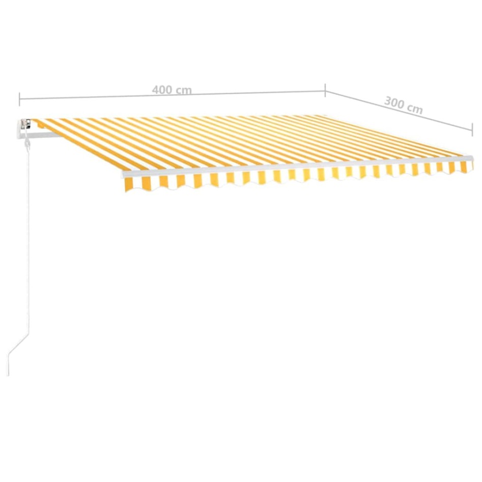Toldo manual retráctil con LED amarillo y blanco 4x3