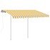 Toldo retráctil automático con postes amarillo y blanco 3x2,5