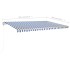 Toldo manual retráctil con postes azul y blanco 5x3
