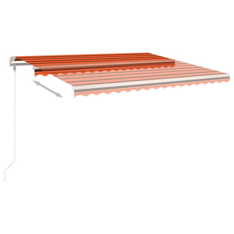 Toldo manual retráctil con postes naranja y marrón 4,5x3