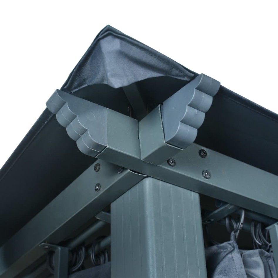 Cenador cortina y tira de luz LED aluminio antracita