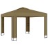 Cenador doble techo y tira luz LED gris taupe 3x3x2,7m 180