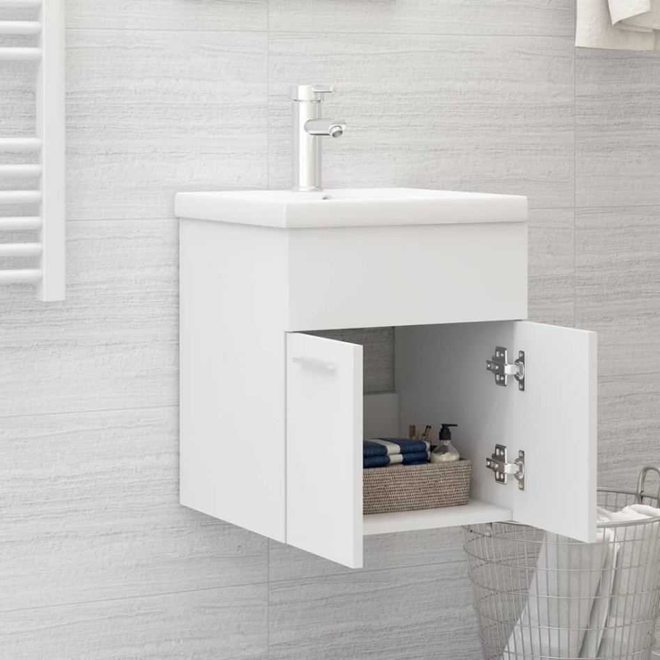 Mueble con lavabo blanco madera de