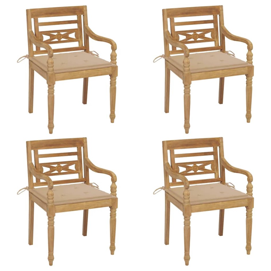 Sillas Batavia 4 unidades madera maciza de teca con