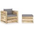 Muebles de jardín 2 piezas con cojines madera impregnada