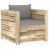Muebles de jardín 2 piezas con cojines madera impregnada