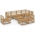 Muebles de jardín 9 piezas marrón miel madera maciza de