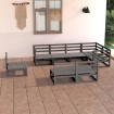 Muebles de jardín 8 piezas gris madera de pino maciza