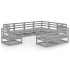 Muebles de jardín 9 piezas gris madera de pino