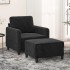 Sillón con taburete terciopelo negro 60