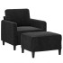 Sillón con taburete terciopelo negro 60