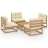Juego de muebles de jardín 5 pzas y cojines madera pino