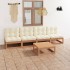 Juego de muebles de jardín 5 pzas y cojines madera pino