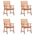Sillas comedor de jardín y cojines 4 uds madera maciza