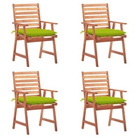 Sillas comedor de jardín y cojines 4 uds madera maciza