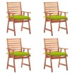 Sillas comedor de jardín y cojines 4 uds madera maciza acacia