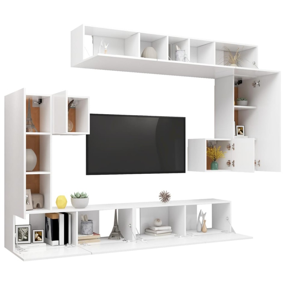 Set de muebles para TV 8 piezas madera contrachapada