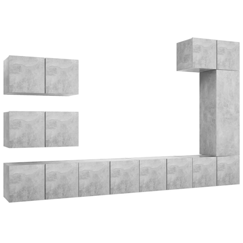 Set muebles de salón TV 8 pzas madera ingeniería gris