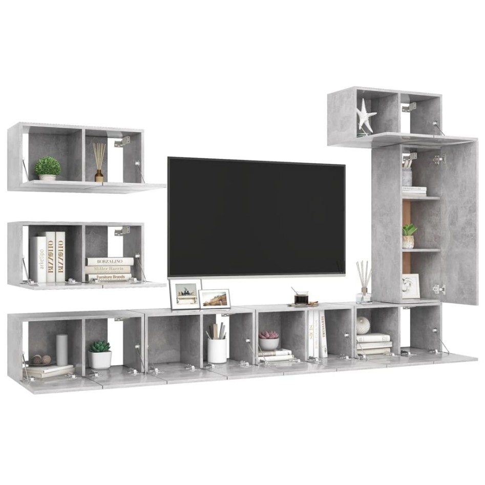 Set muebles de salón TV 8 pzas madera ingeniería gris
