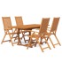 Juego de comedor de jardín 5 piezas madera maciza de