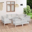 Juego de muebles de jardín 9 pzas madera maciza de pino blanco