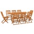 Juego comedor de jardín 9 pzas madera maciza acacia