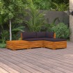 Muebles de jardín 4 piezas con cojines madera maciza de acacia