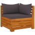 Muebles de jardín 4 piezas con cojines madera maciza de