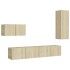 Set de muebles salón TV 4 pzas madera ingeniería roble