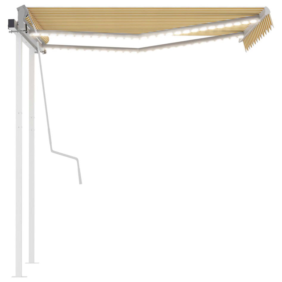 Toldo manual retráctil con luz LED amarillo y blanco 3x2,5