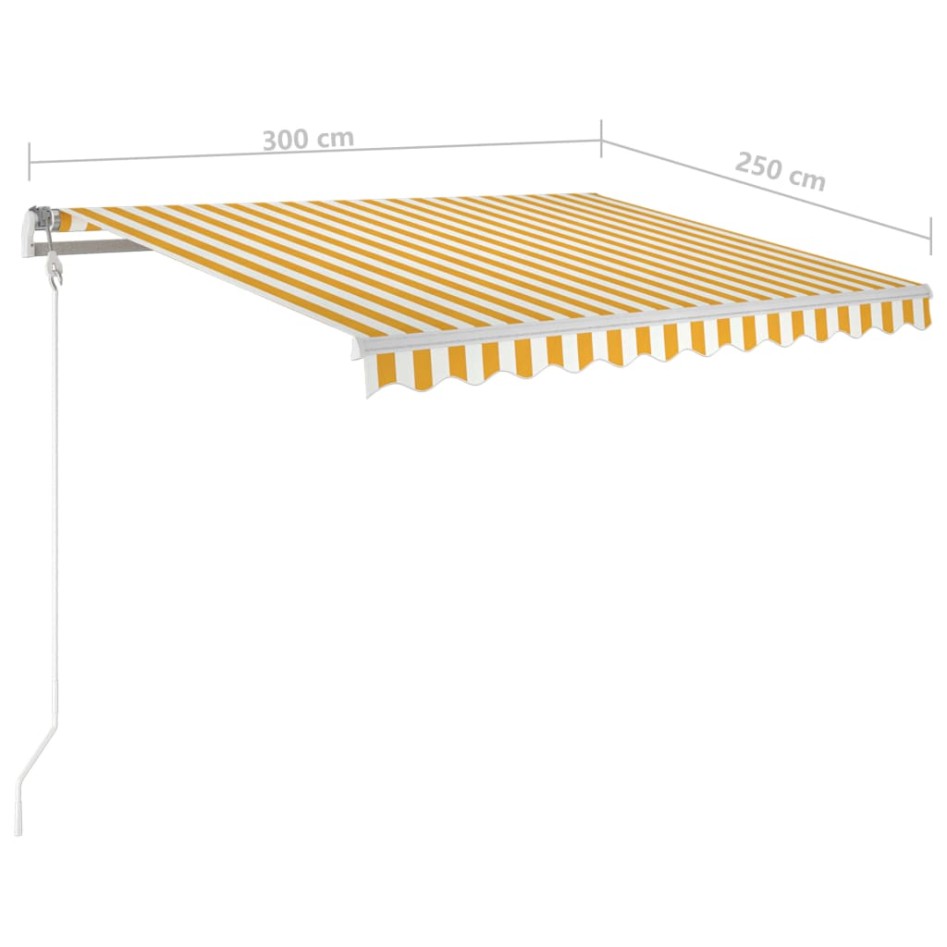 Toldo manual retráctil con luz LED amarillo y blanco 3x2,5