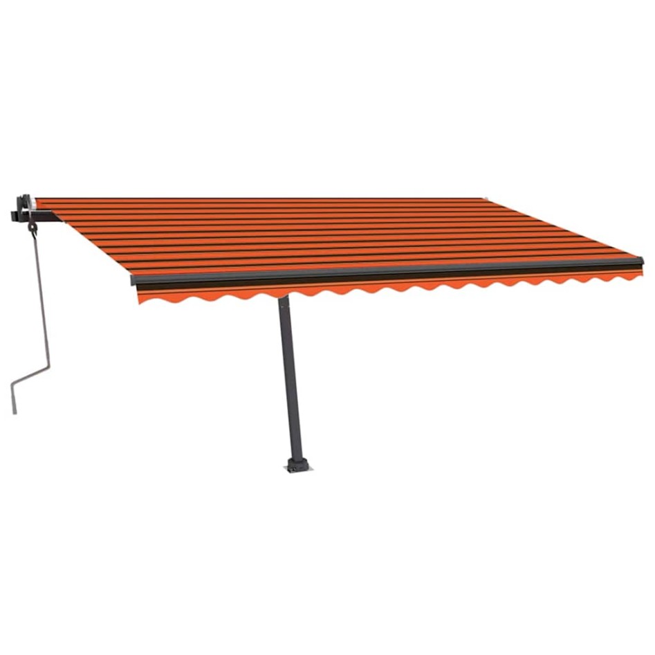 Toldo retráctil manual con luz LED naranja y marrón 400x350