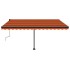 Toldo retráctil manual con luz LED naranja y marrón 400x350
