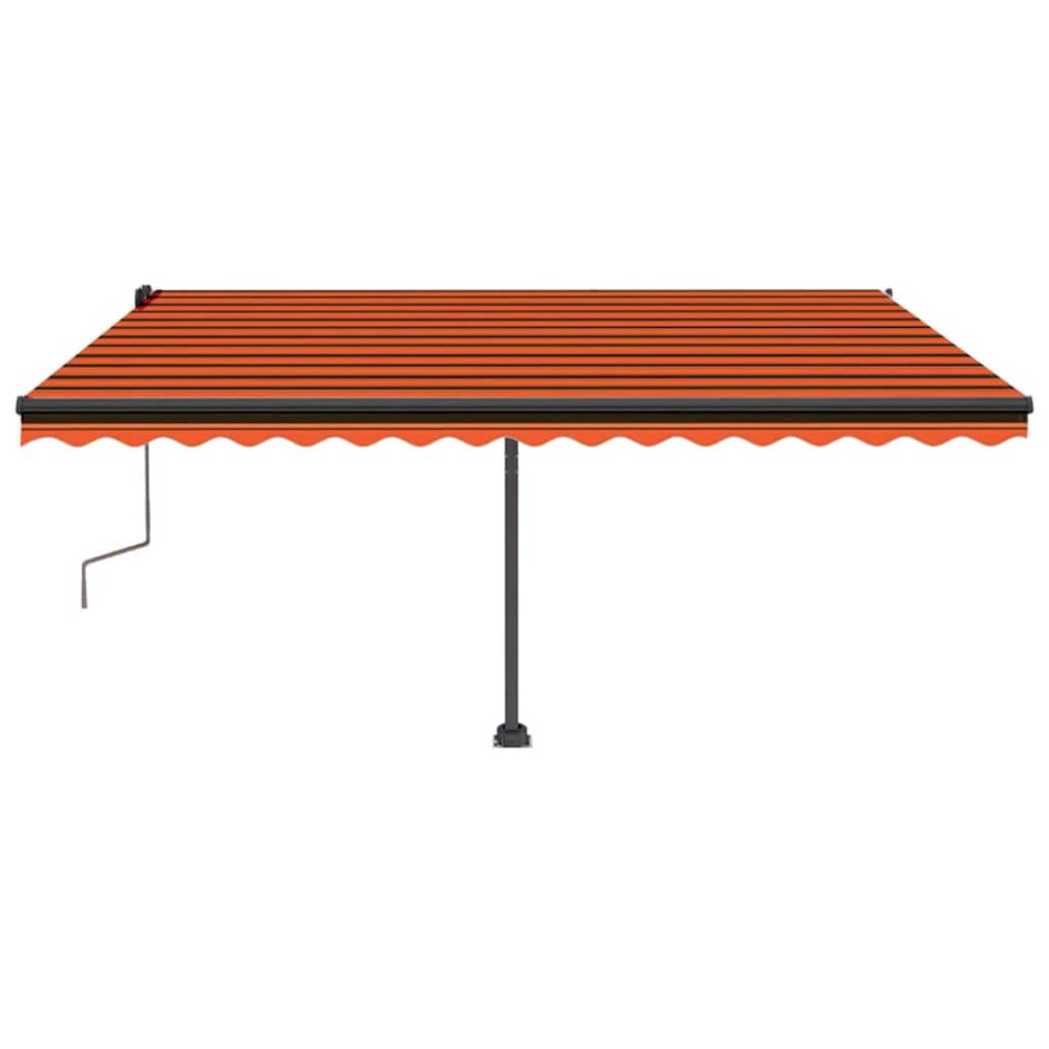Toldo retráctil manual con luz LED naranja y marrón 400x350