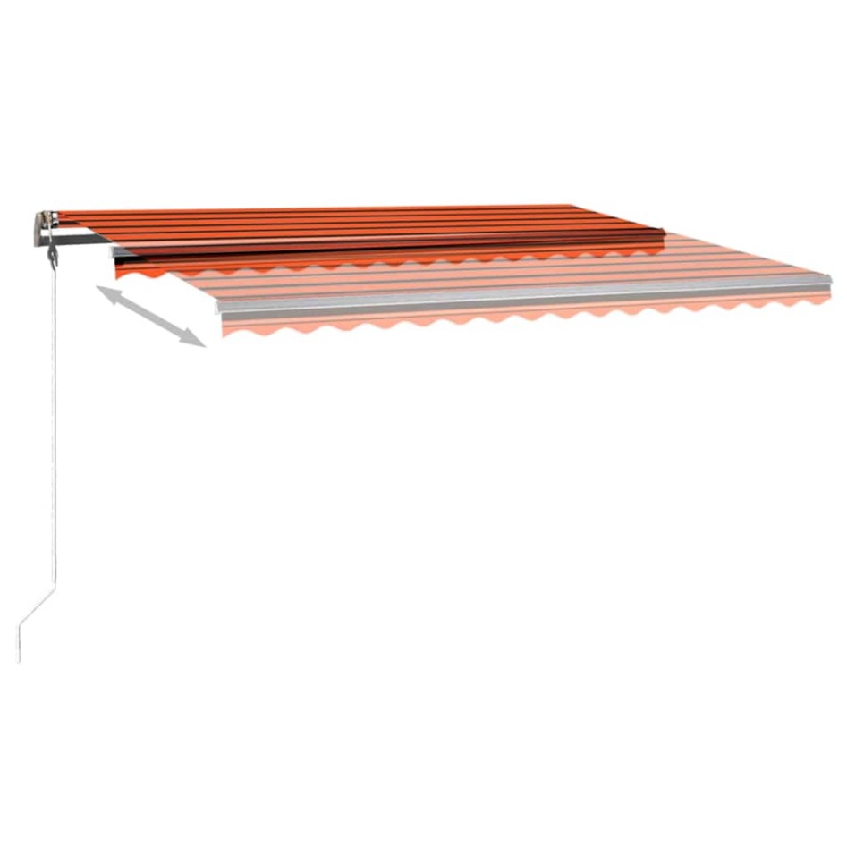 Toldo retráctil manual con luz LED naranja y marrón 400x350