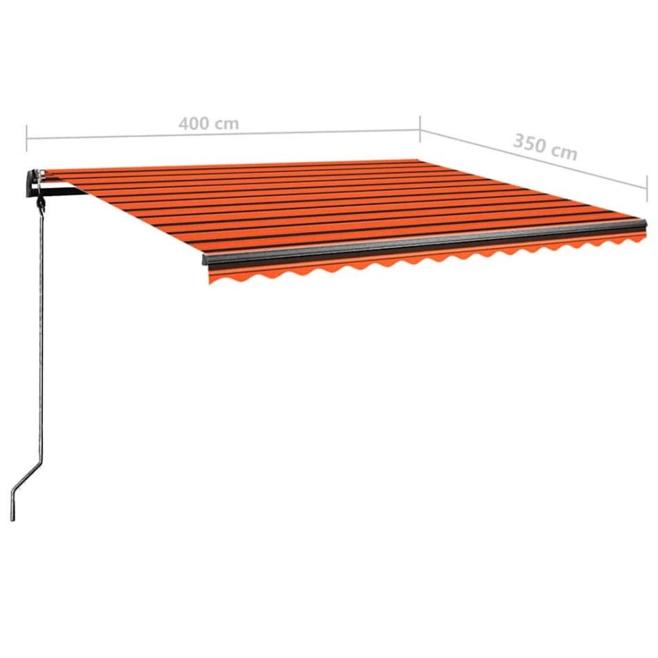 Toldo retráctil manual con luz LED naranja y marrón 400x350