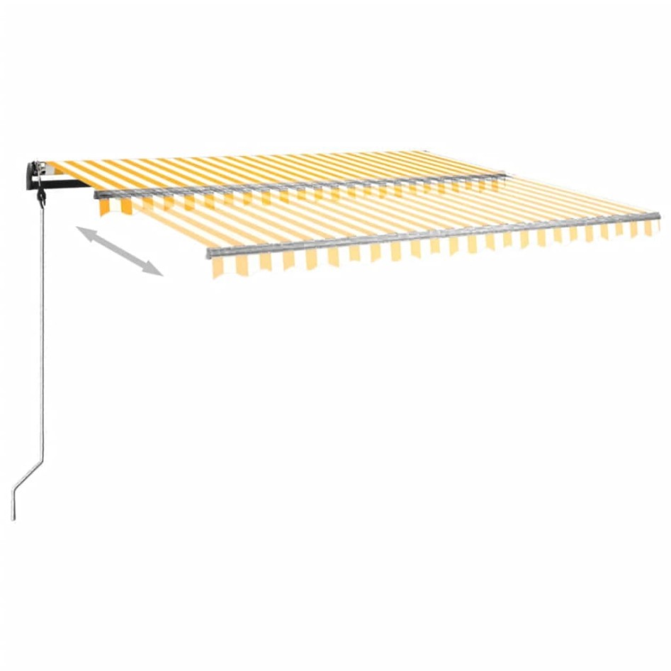 Toldo de pie retráctil manual amarillo y blanco 450x350