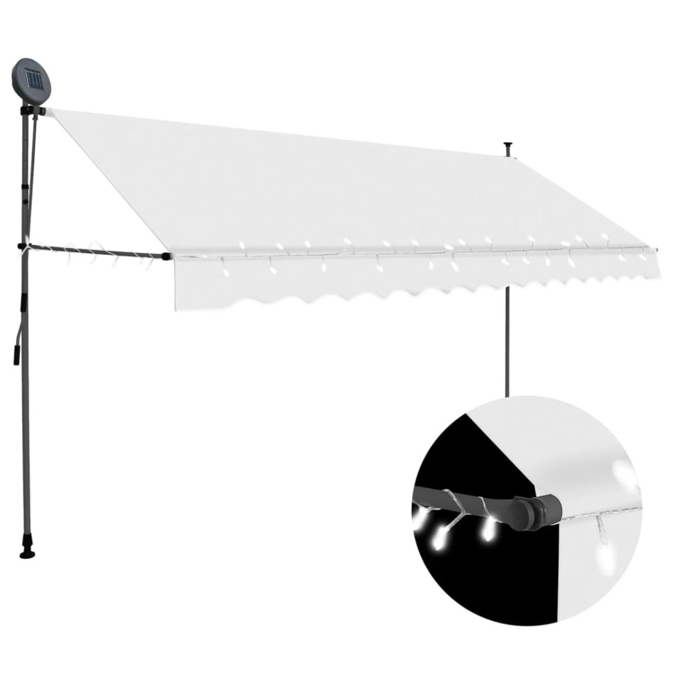 Toldo manual retráctil con LED crema 350