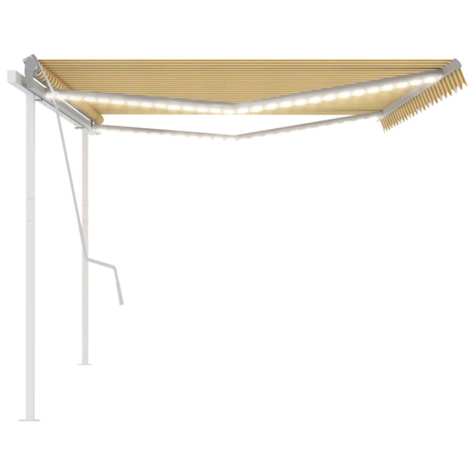 Toldo retráctil manual con luz LED amarillo y blanco 5x3