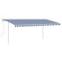 Toldo retráctil manual con luz LED azul y blanco 5x3