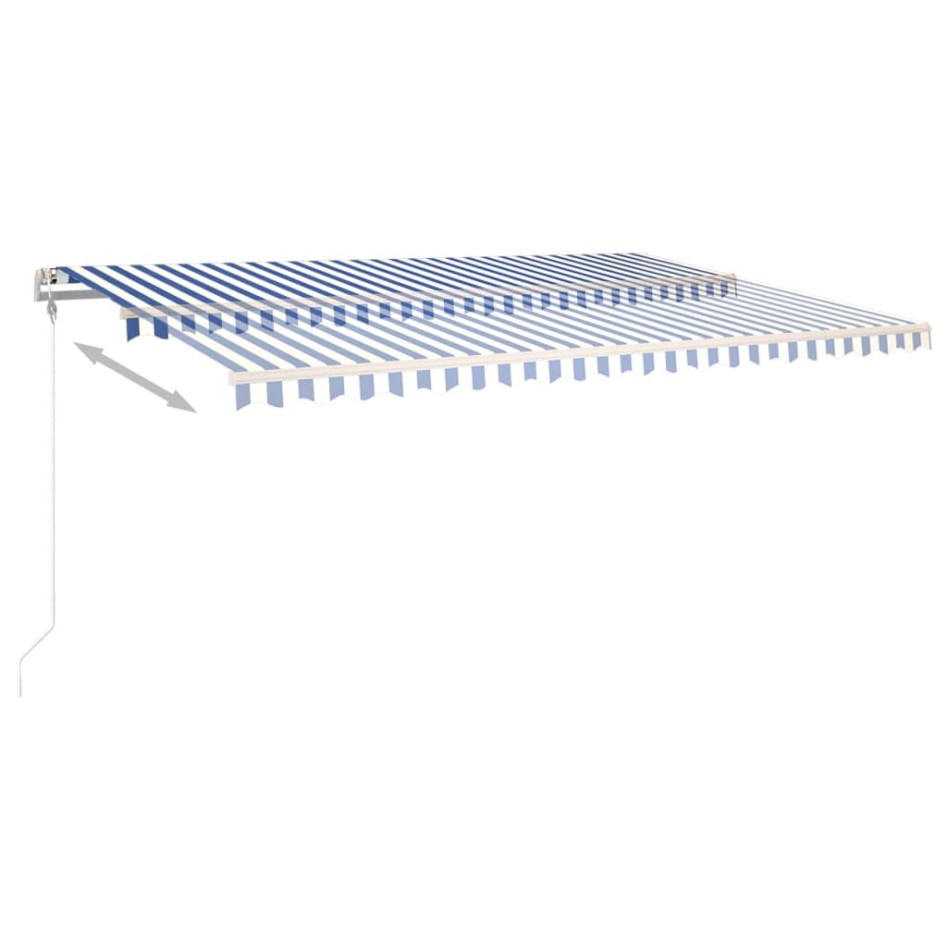 Toldo retráctil manual con luz LED azul y blanco 5x3