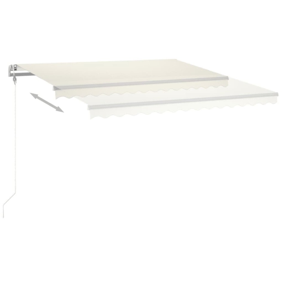 Toldo retráctil manual con luz LED color crema 4,5x3
