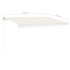 Toldo retráctil manual con luz LED color crema 4,5x3