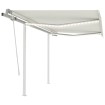 Toldo manual retráctil con luz LED color crema 3,5x2,5 m