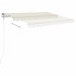 Toldo manual retráctil con luz LED color crema 3,5x2,5