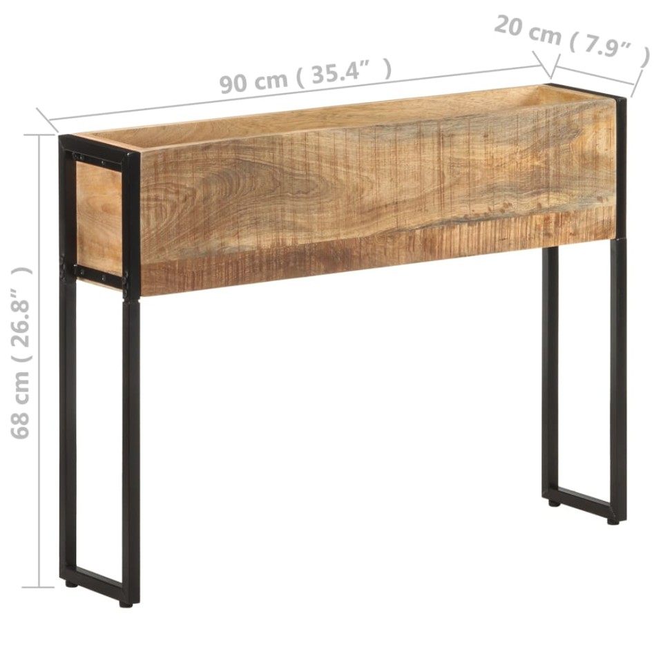 Jardinera de madera de mango rugosa 90x20x68