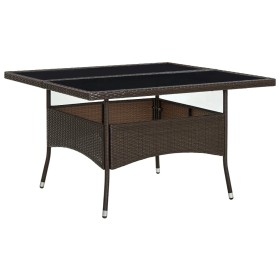 Mesa de comedor de jardín ratán sintético y vidrio