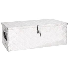Caja de almacenaje de aluminio plateado 80x39x30