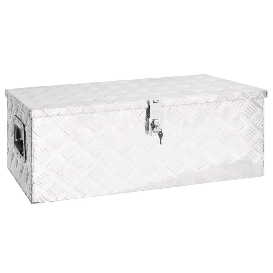 Caja de almacenaje de aluminio plateado 80x39x30