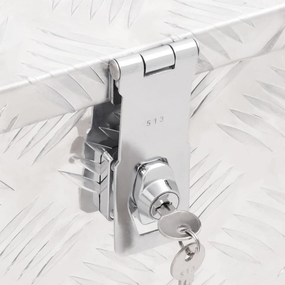 Caja de almacenaje de aluminio plateado 80x39x30